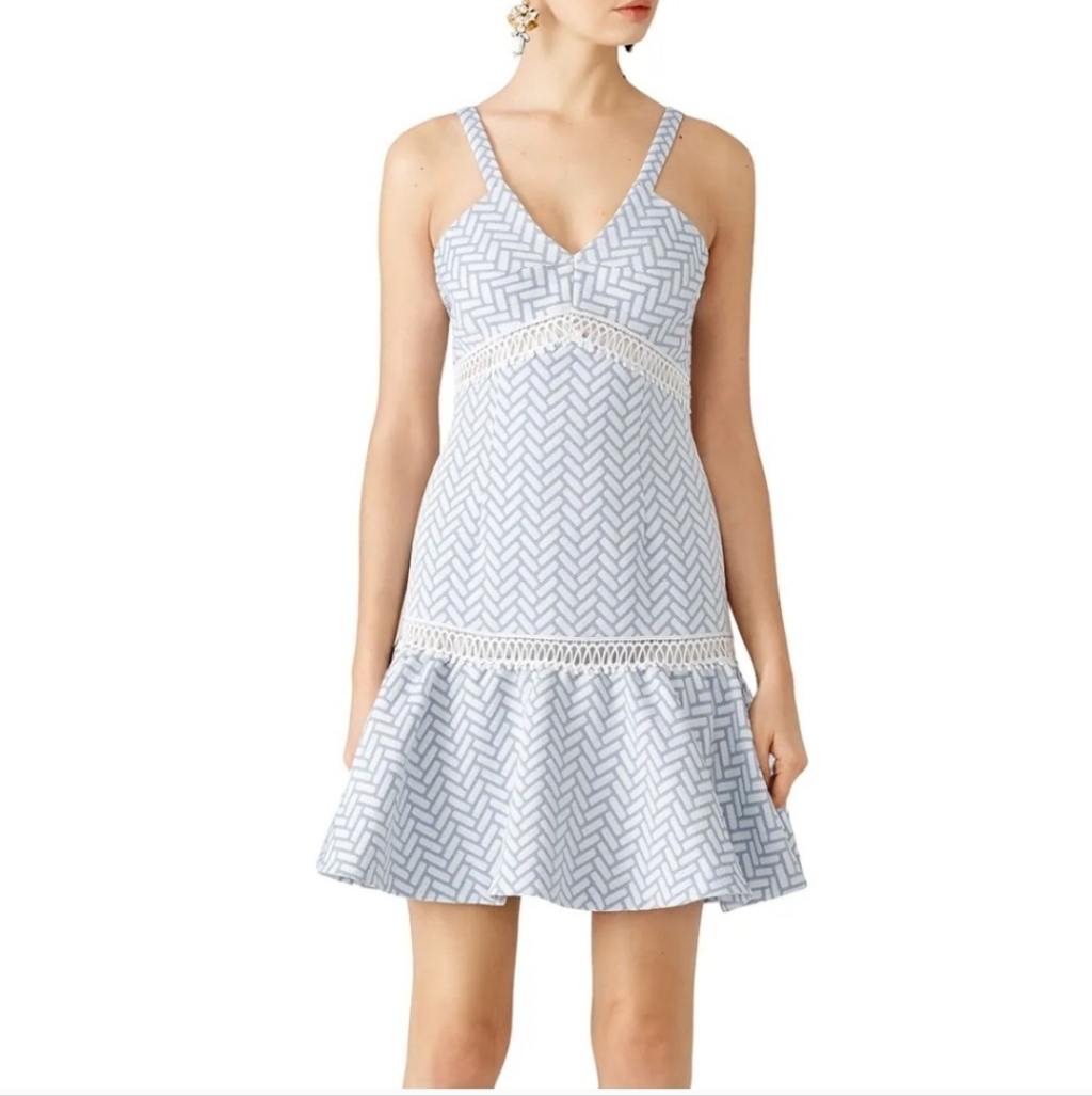 Shoshanna Blue White A-Line Dress Size 10
